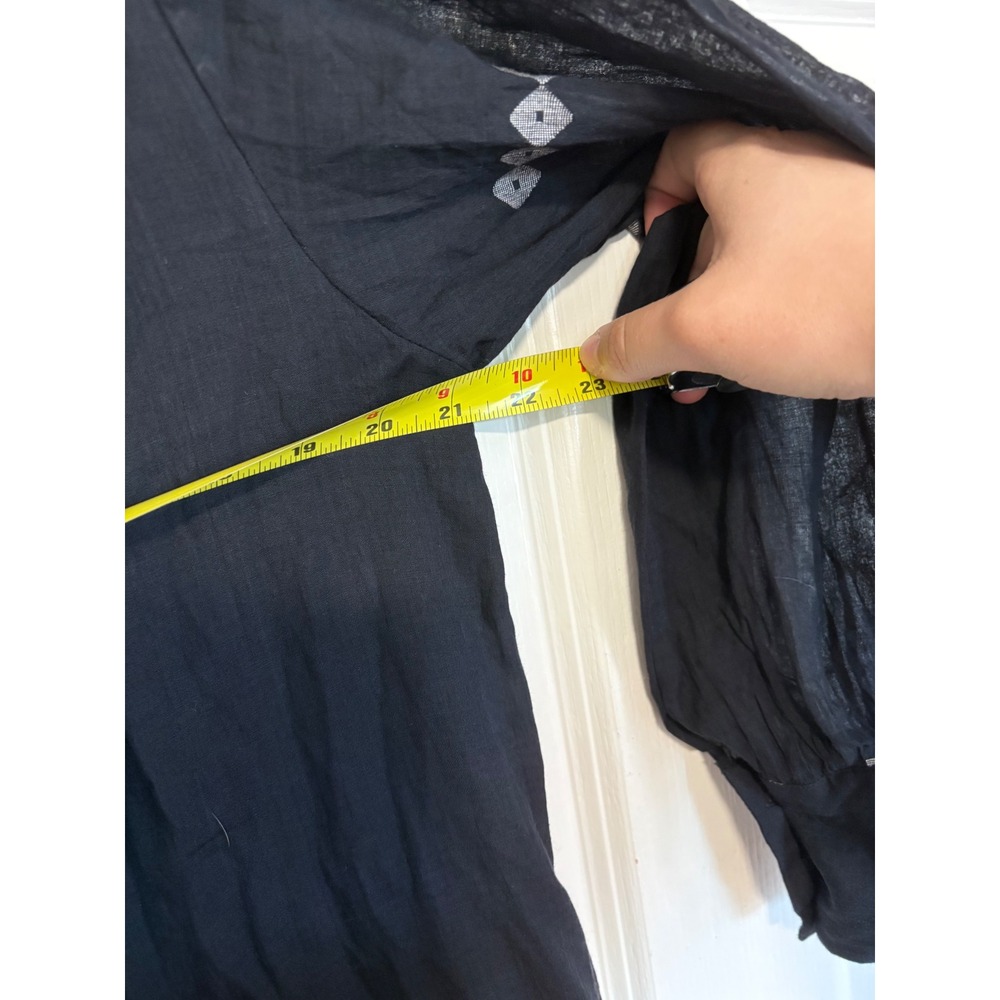 Black Embroidered Midi Dress - Lightweight Long Sleeve - Picture 4 of 7